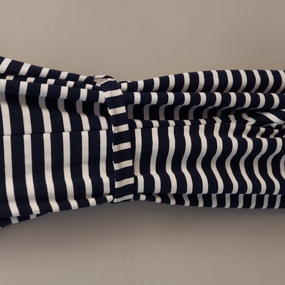 MONTEAU Navy and White Striped Sleeveless Jumper With Waist Sash - Picture 8 of 11